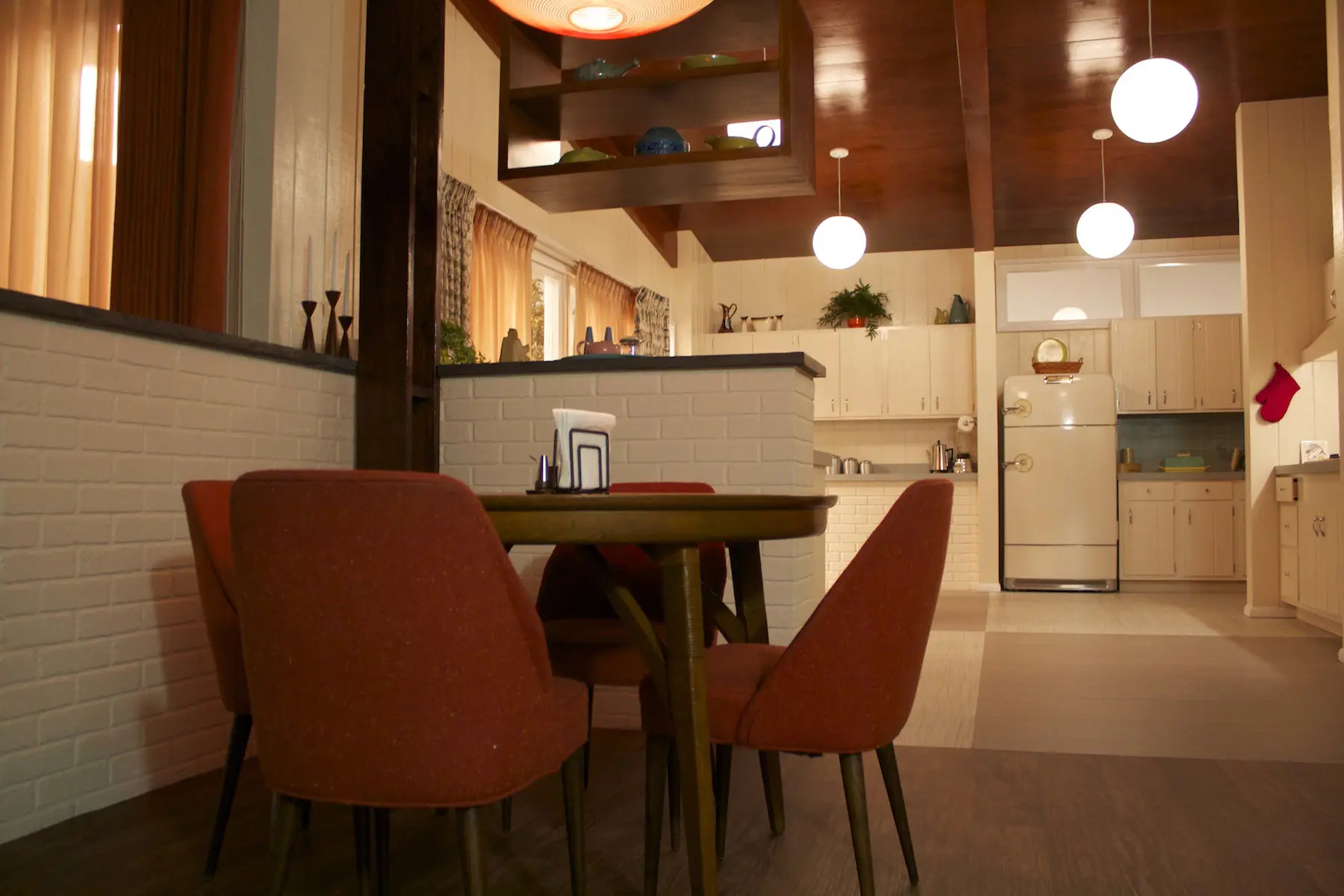 Mid-century modern kitchen and dining space