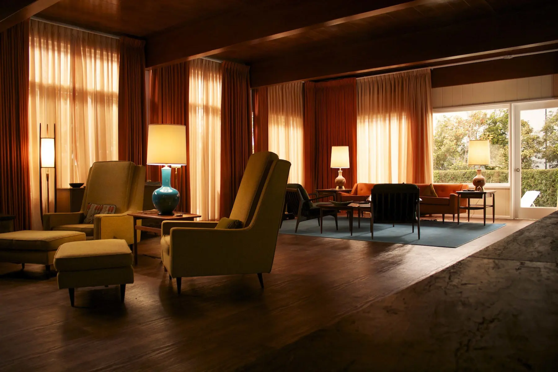 Retro-style furniture and decor in lounge