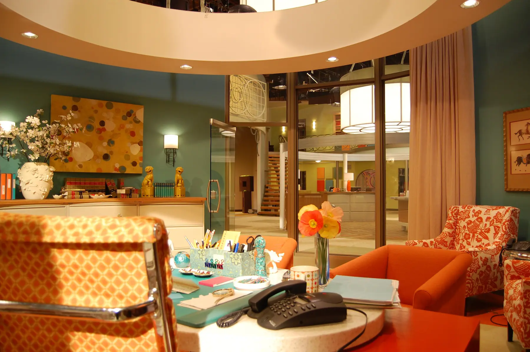 Colorful modern office with stylish furniture