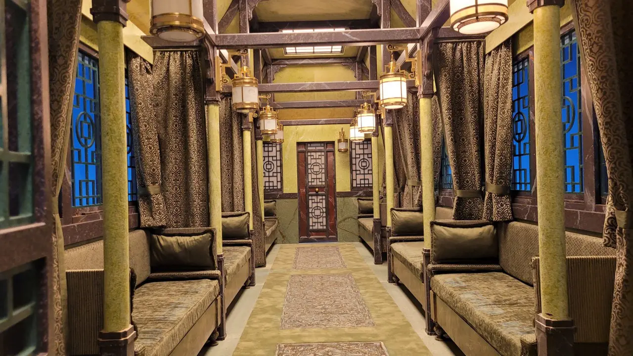Luxurious train interior with elegant decor