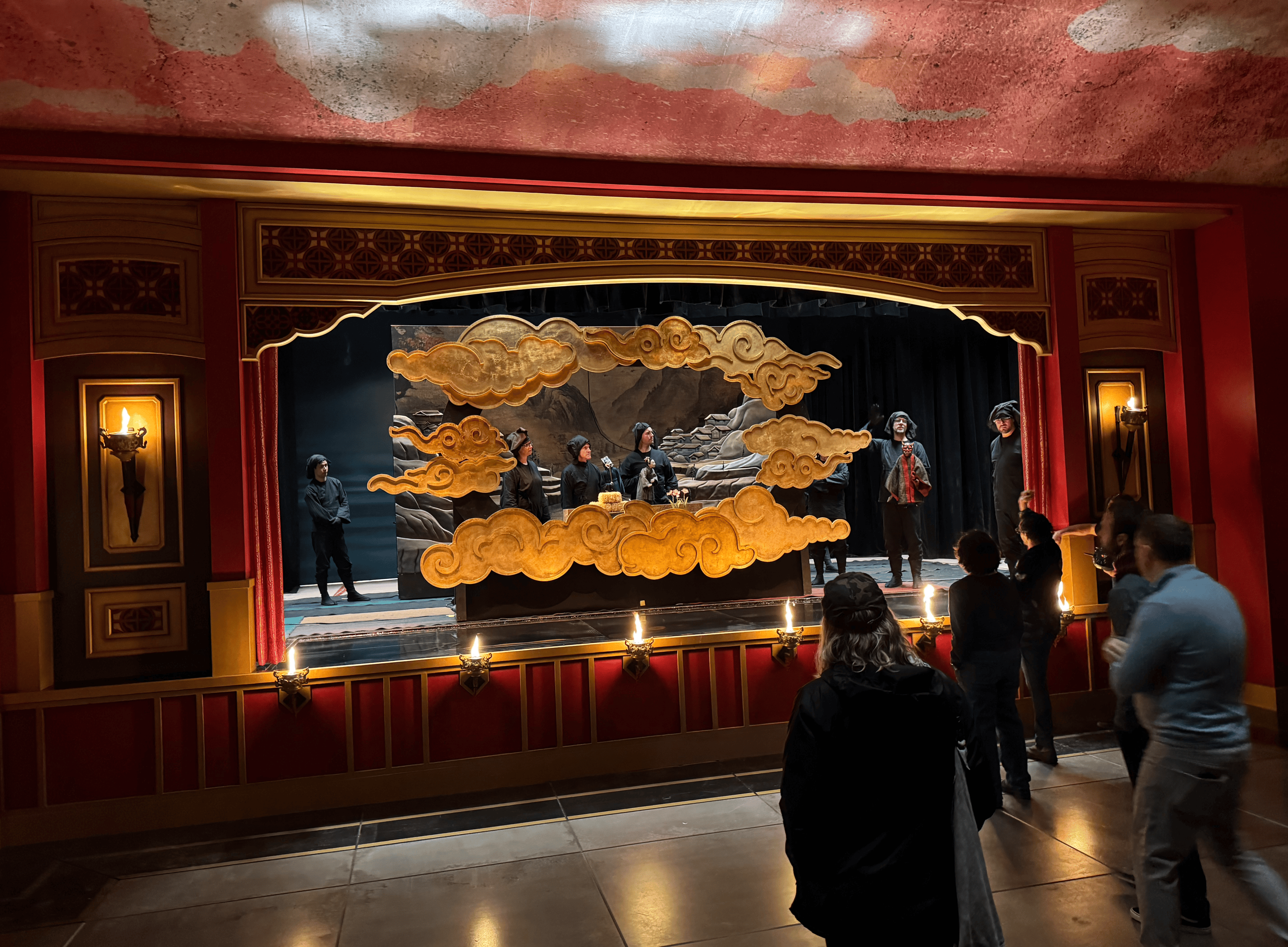 Intricate puppet show on stage